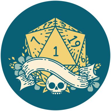 Retro Dövme Biçimi Doğal bir d20 zar atma