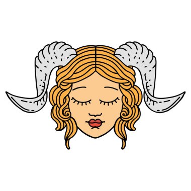 Retro Dövme Biçimi tiefling karakter yüzü