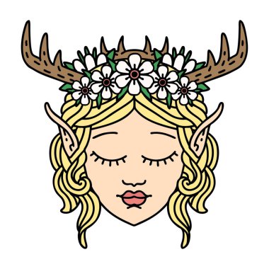 Retro Dövme Biçimli Elf Karakter Yüzü