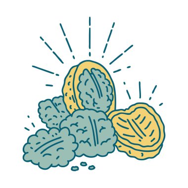 Geleneksel dövmeli ceviz kabuklu.