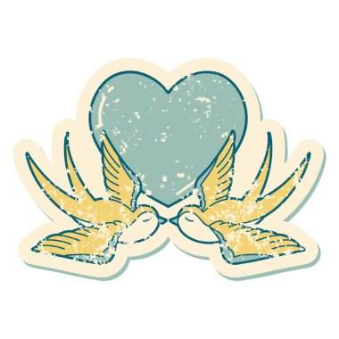 Kırlangıçların ve bir kalbin sembolik depresif dövmesi.