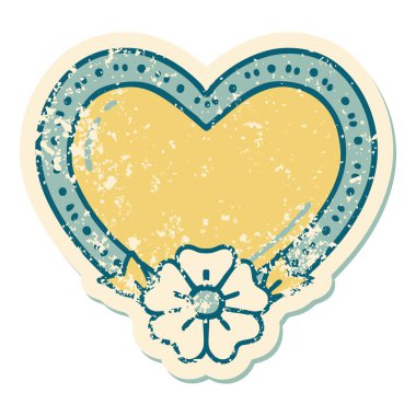 Bir kalp ve çiçeğin sembolik kederli dövme görüntüsü