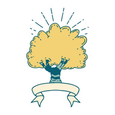 Dövme stili ağaçlı kaydırma pankartı