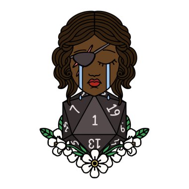 Retro Dövme Tarzı Ağlayan İnsan D20 ruloyla