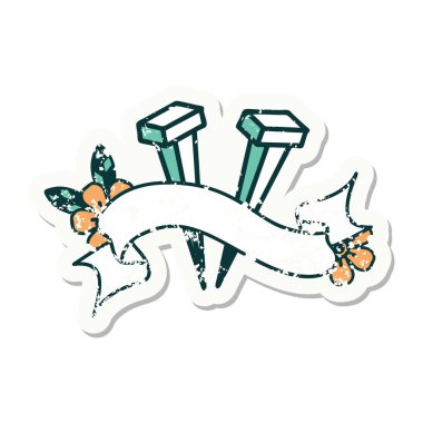 Demir çivili eski bir etiket.