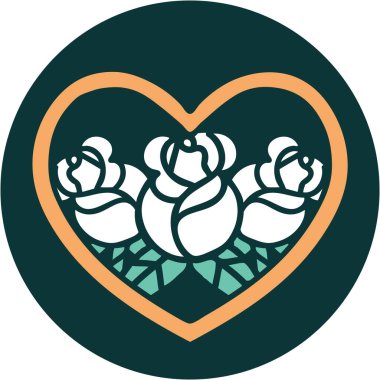 Bir kalp ve çiçeğin ikonik dövme görüntüsü