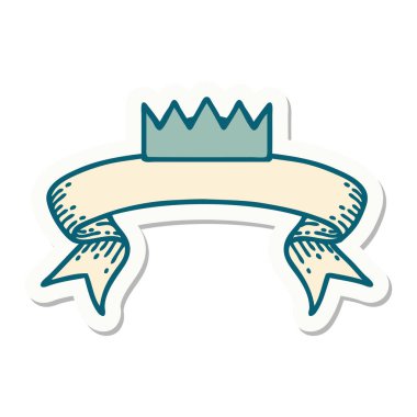 Dövme stili etiketi ve taç pankartı