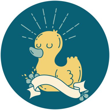 Dövme stili plastik ördek ikonu