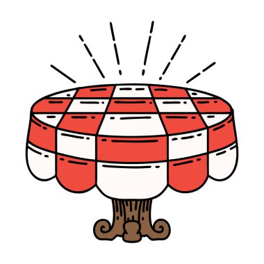 Geleneksel dövme stili kafe tablosunun çizimi