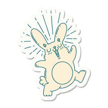 Zıplayan tavşan dövmesi çıkartması.