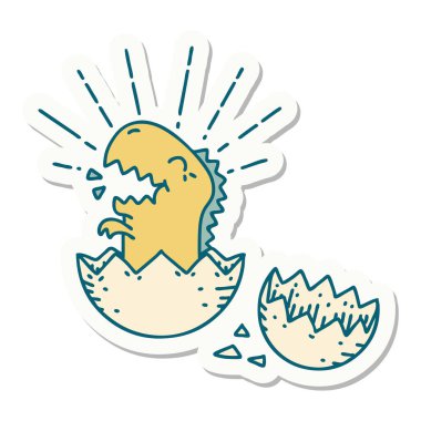 Yumurtadan çıkan dinozor dövmesi çıkartması.