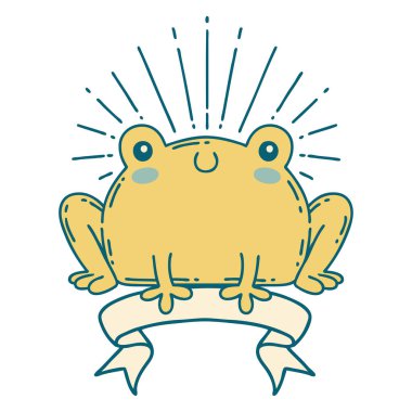 Dövme stili mutlu kurbağa dövmeli parşömen.