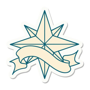 dövme stili etiketi bir yıldızın sancağı ile