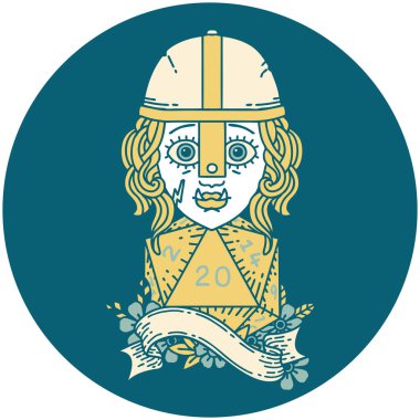 Retro Dövme Tarzı Yarı Ork Dövüşçüsü Doğal 20 zarlı