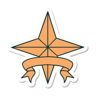 dövme stili etiketi bir yıldızın sancağı ile