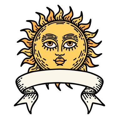 Yüzü güneşli geleneksel dövme.