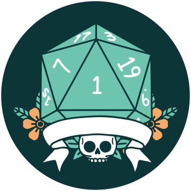 Doğal bir d20 zar atma simgesi