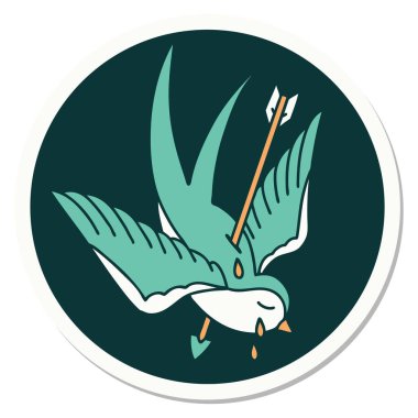 Dövme çıkartması. Geleneksel bir kırlangıç tarzı ağlama.