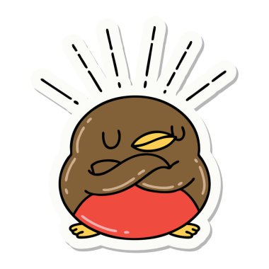 Katlanmış kanatlı bir dövme stili robininin çıkartması