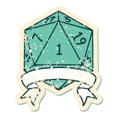 Retro Dövme Biçimi Doğal bir d20 zar atma