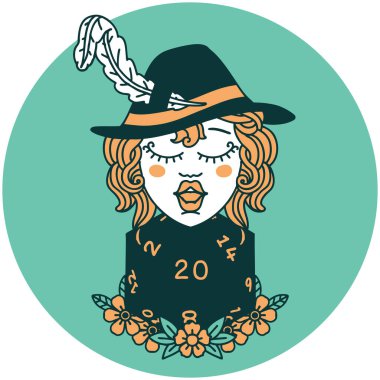 Doğal 20 zarlı insan ozan ikonu