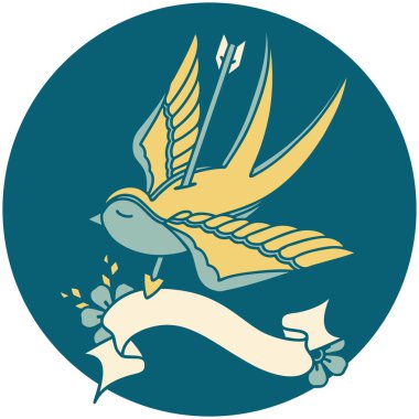 ok ile delinmiş bir kırlangıç sancağına sahip dövme biçimi simgesi