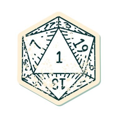 Retro Dövme Biçimi Doğal 1D20 zar atma