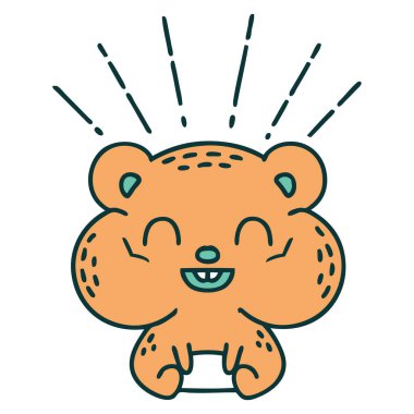 Geleneksel dövme stili mutlu hamster çizimi