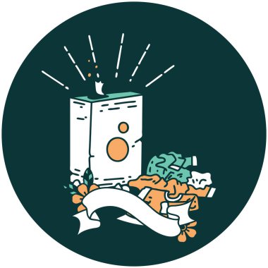 Dövme stili deterjan ve giysi yığını ikonu