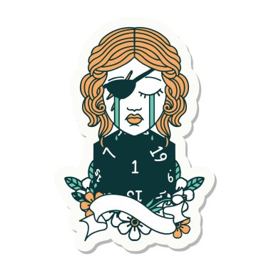 Ağlayan bir insan hırsızının çıkartması ve doğal bir D20 rulosu