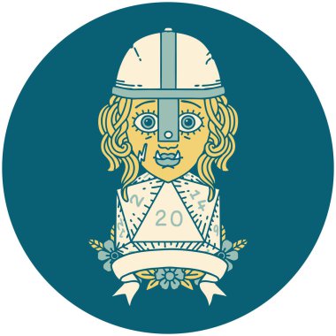 Retro Dövme Tarzı Yarı Ork Dövüşçüsü Doğal 20 zar atışıyla