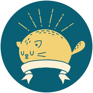 Dövme stili mutlu kedinin simgesi