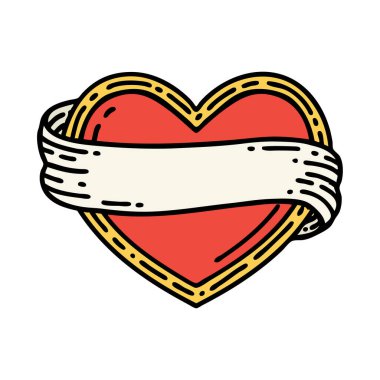 kalp ve bayrak şeklinde geleneksel bir dövme.