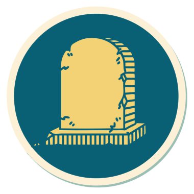 Mezar taşının geleneksel stiliyle dövme çıkartması.