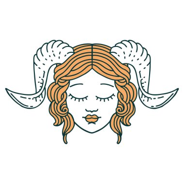 Retro Dövme Biçimi tiefling karakter yüzü