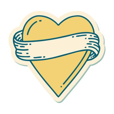 Geleneksel kalp ve bayrak stiliyle dövme çıkartması