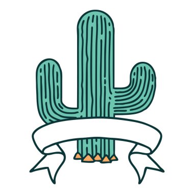 Kaktüs sancağıyla geleneksel dövme.