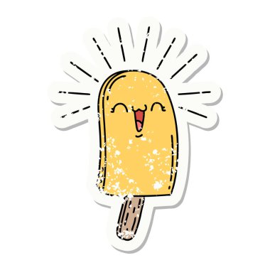 Eski bir dövme stili buz lolipopu çıkartması.