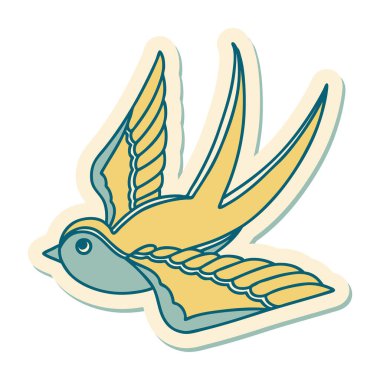 Dövme çıkartması geleneksel bir kırlangıç tarzında.