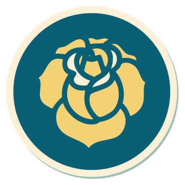 Geleneksel bir çiçek stiliyle dövme çıkartması