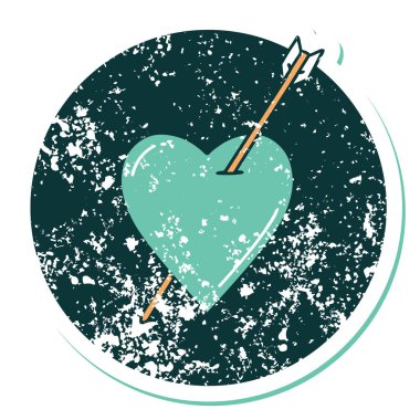 ok ve kalbin sembolik depresif dövme görüntüsü