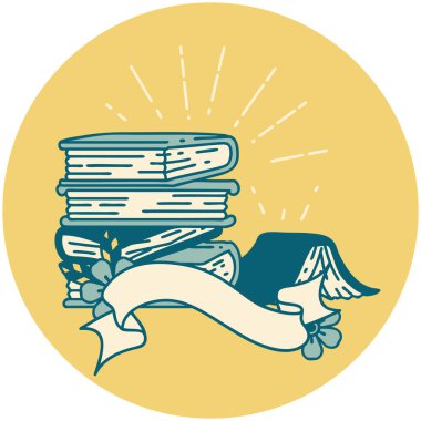 Dövme stili kitap yığınının simgesi