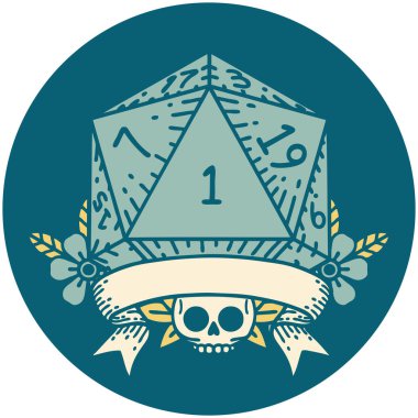 Retro Dövme Biçimi Doğal bir d20 zar atma