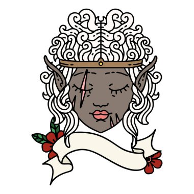 Retro Dövme Tarzı Elf barbar karakter yüzü