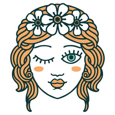 Göz kırpan bakirelerin ikonik dövme görüntüsü