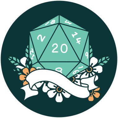 Doğal yirmi D20 zar atma simgesi