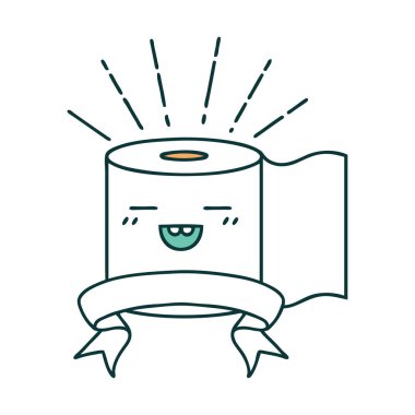 Dövme stili tuvalet kağıdı karakterli kaydırma pankartı