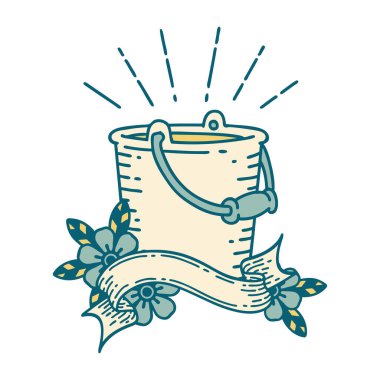 Dövme stili bir kova suyla parşömen afişi