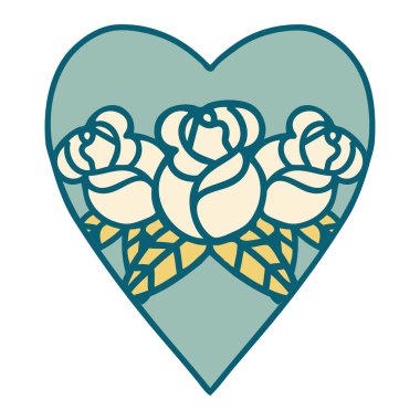 Bir kalp ve çiçeğin ikonik dövme görüntüsü