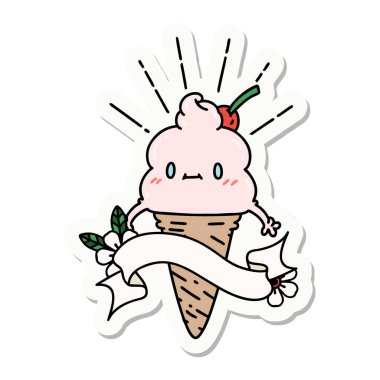 Dövme stili dondurma karakterinin çıkartması.